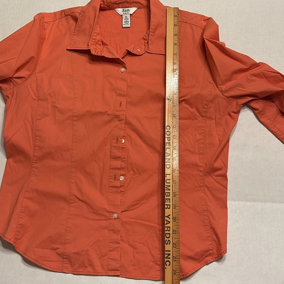 Bass Stretch XL Ladies Princess Seam Button Down 3/4 Sleeve Shirt Pumpkin Color - Picture 8 of 8